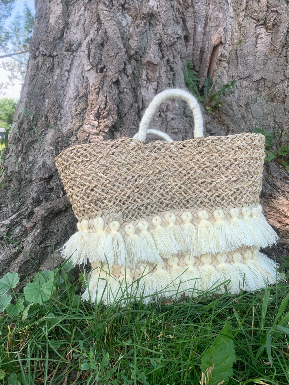New beach basket bag - handmade basket tote bag - picnic basket - women basket - Picture 6 of 13